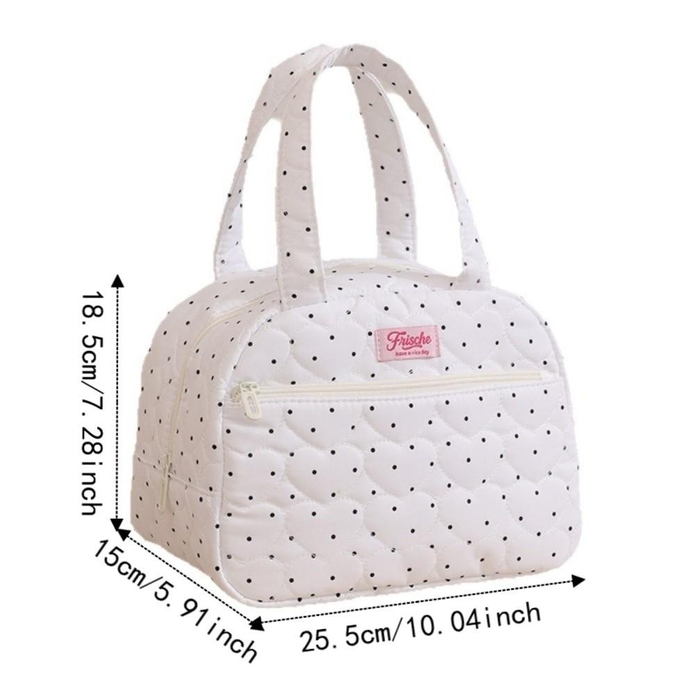 Durable Lunch Tote Bag Portable Food Container Bag Polka Dots Insulated Lunch Bag Office
