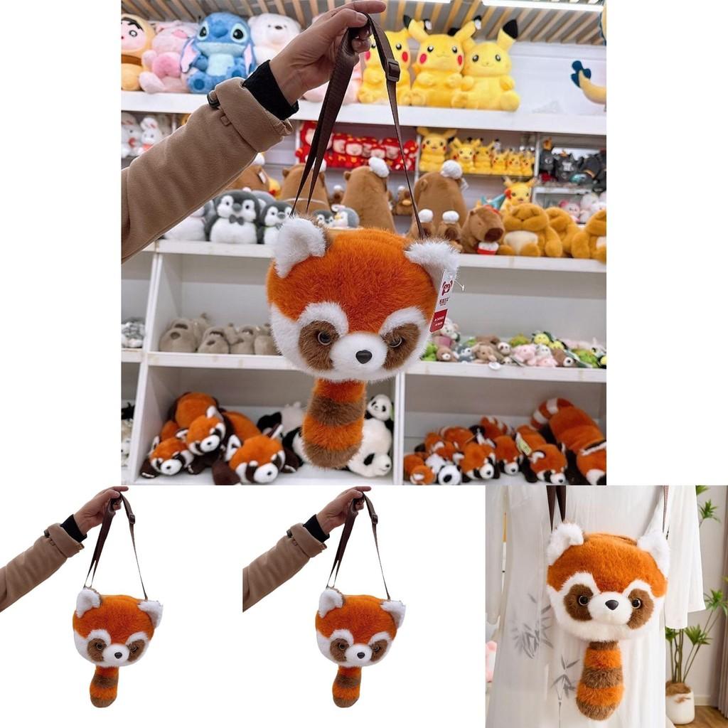 Ailurus Fulgens Cartoon Raccoon Kids Shoulder Bag With Plush Toy For Girls And Preschool Use
