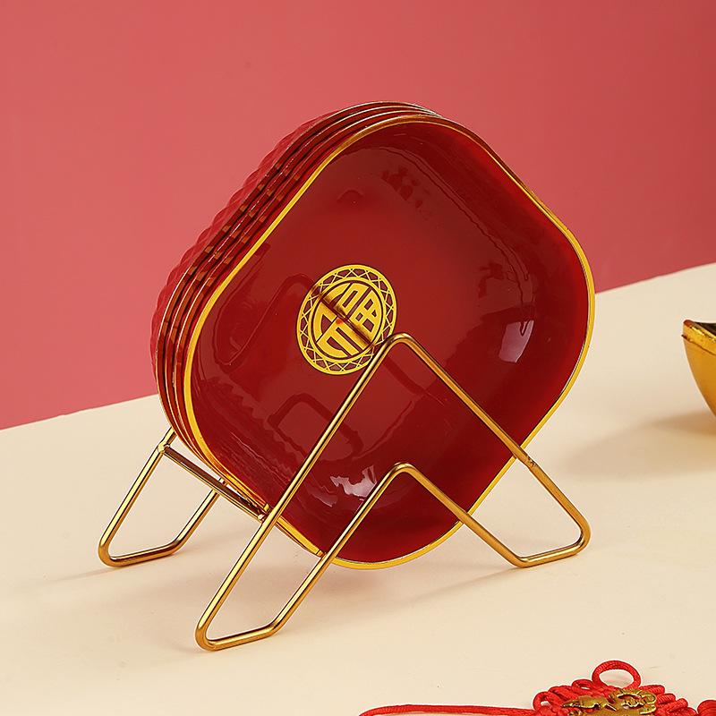 House Warming Fruit Plate Festive Red Wedding Wedding Plate Wedding Wedding New Home Entry Chinese New Year Dried Fruit Plate Fruit Plate