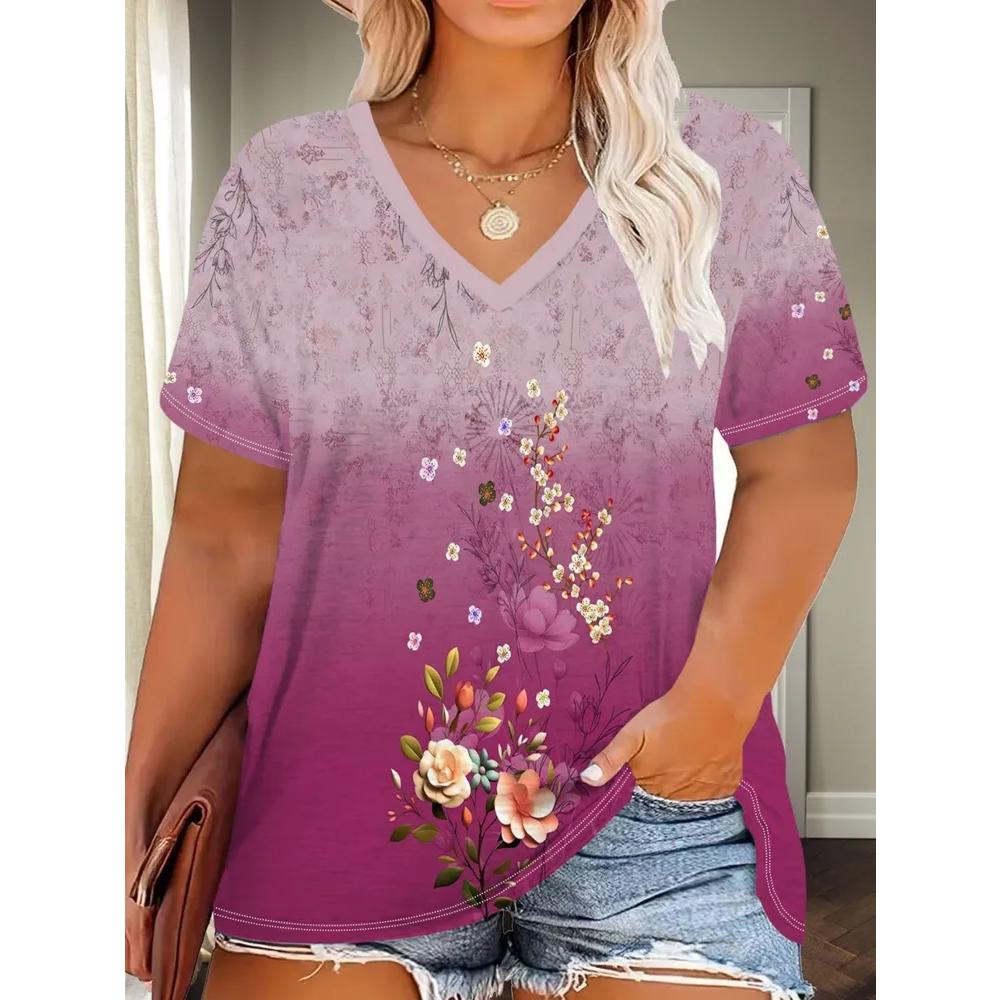 Casual Versatile Women's V-neck Loose Short Sleeves Fashionable Breathable T-Shirts Women’s