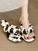 Retro Cow-toned Suede Round Head Toe with Wedge Heel Sandals Female Summer Plus Soft Foreign Versatile Flip-flops