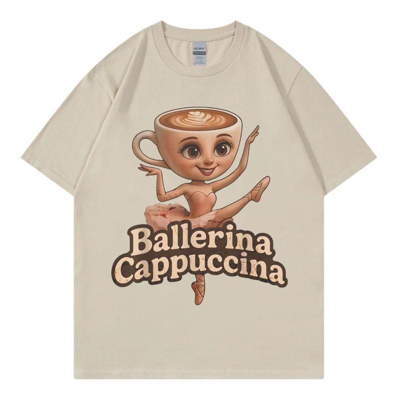 Funny Italian Brainrot Meme Ballerina Cappuccina Tshirt Men Women Vintage Fashion Y2k Tshirts Summer Casual Oversized T Shirt