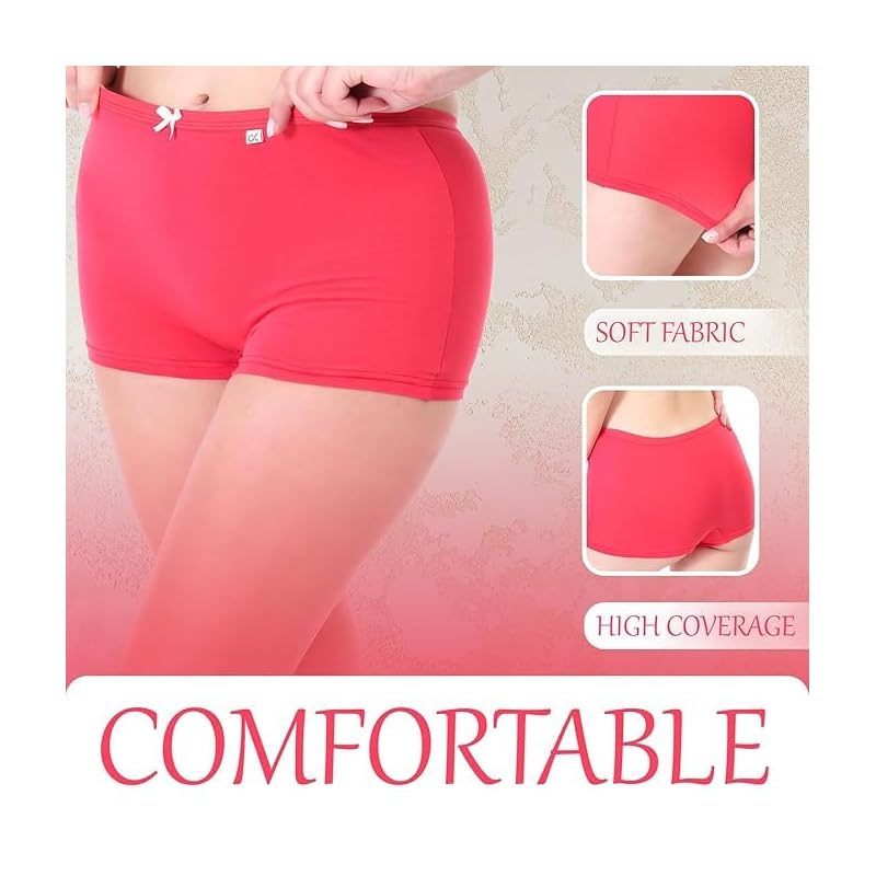 Xjarvis Ladybay Women' High Coverage Combed Cotton Stretch Boy Shorts Mid Waist Seamless Brief Boxer Underwear Moisture