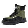 Men's High-Top Leather Boots with Thick Soles - Winter Casual Martin Boots with Plush Lining