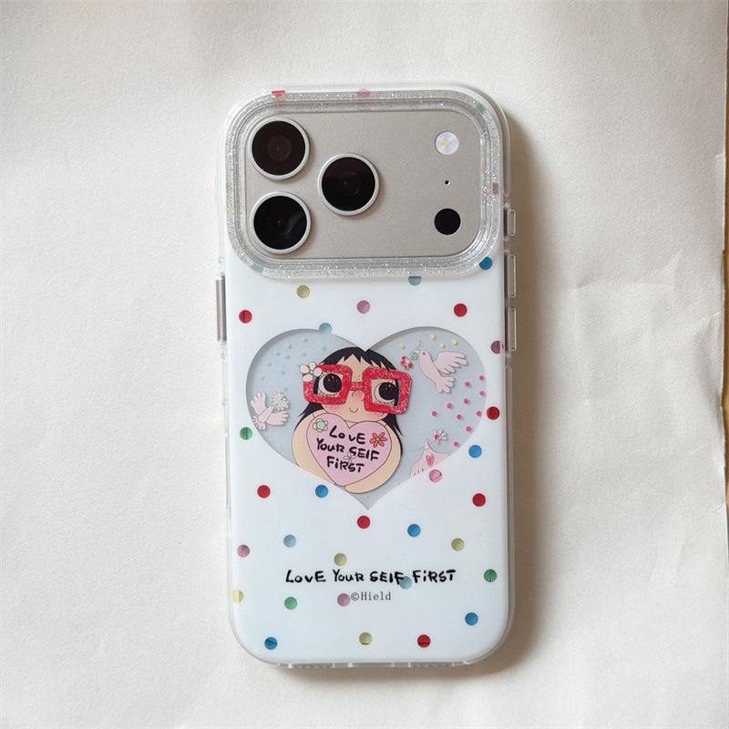 

Colorful Polka Dot Heart Jade Phone Case for iPhone 17/16 Pro Max/15/14 Apple 17 Pro Max