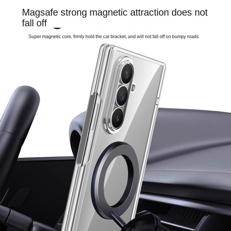 For Samsung Galaxy Z Fold 7 Case Luxury Plating Magsafe Ring Stand Magnetic Protective Back Cover Case For Samsung Z Fold7 Shell