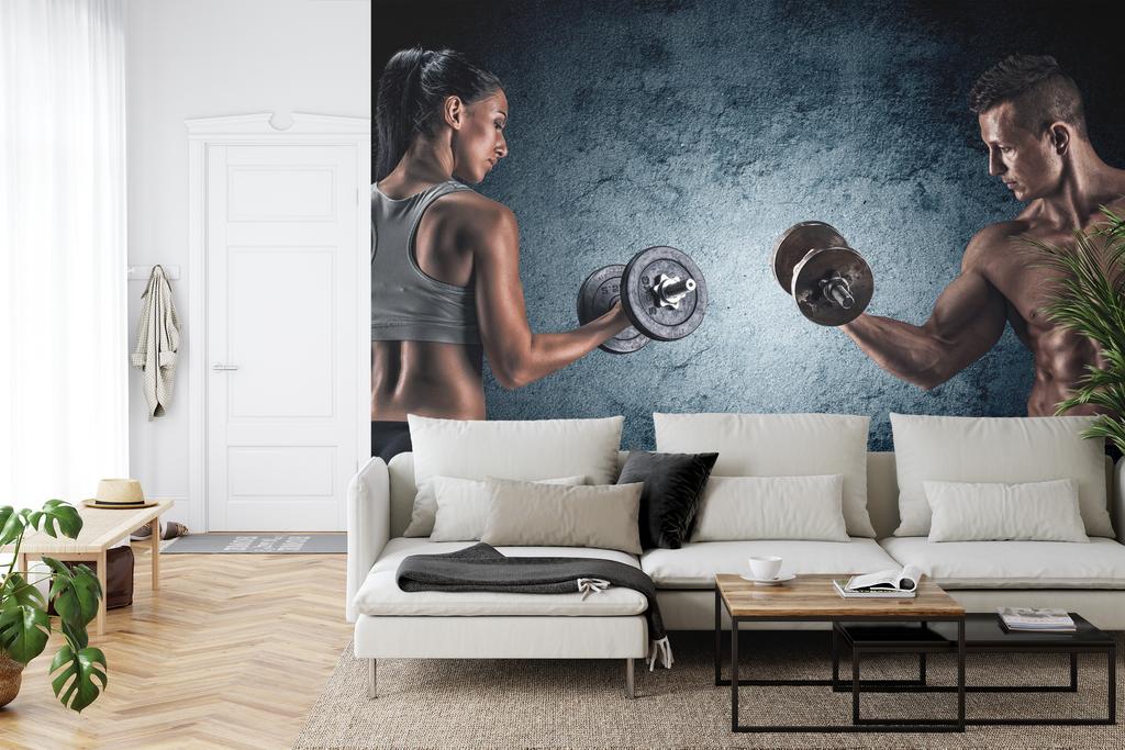 Photomural Muscular Man An Athletic Woman Structural Vinyl 180x120