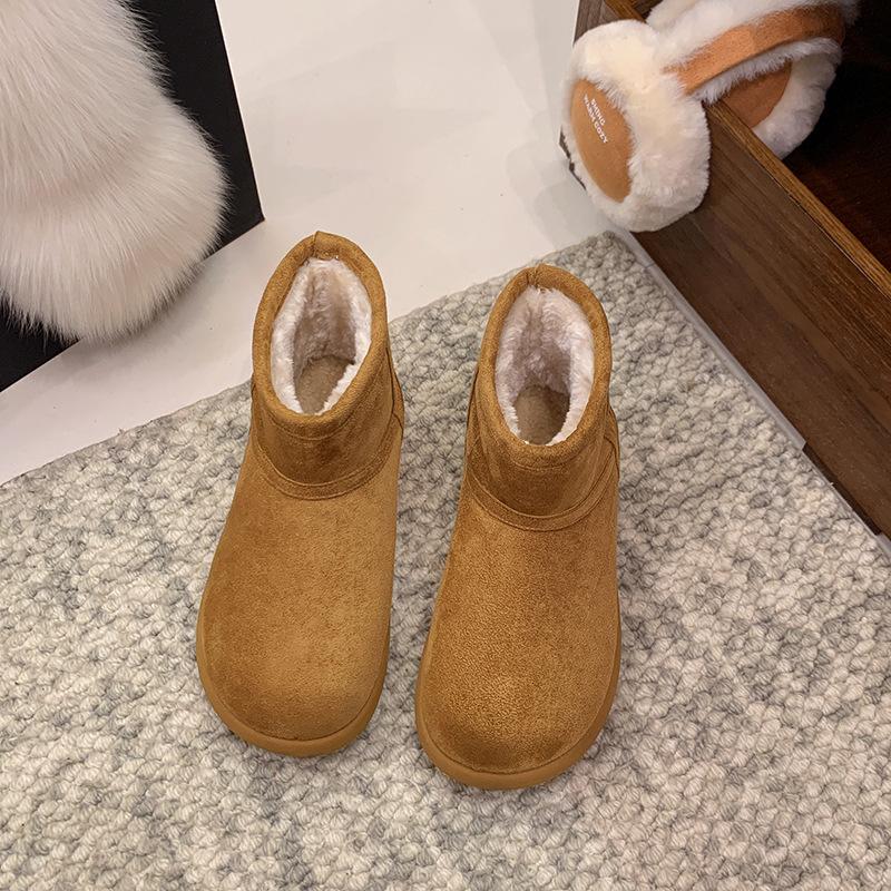 

Women s thick bottom short winter lightweight warm fur integrated plush snow boots non-slip wear casual sports cotton boots 40 верблюд