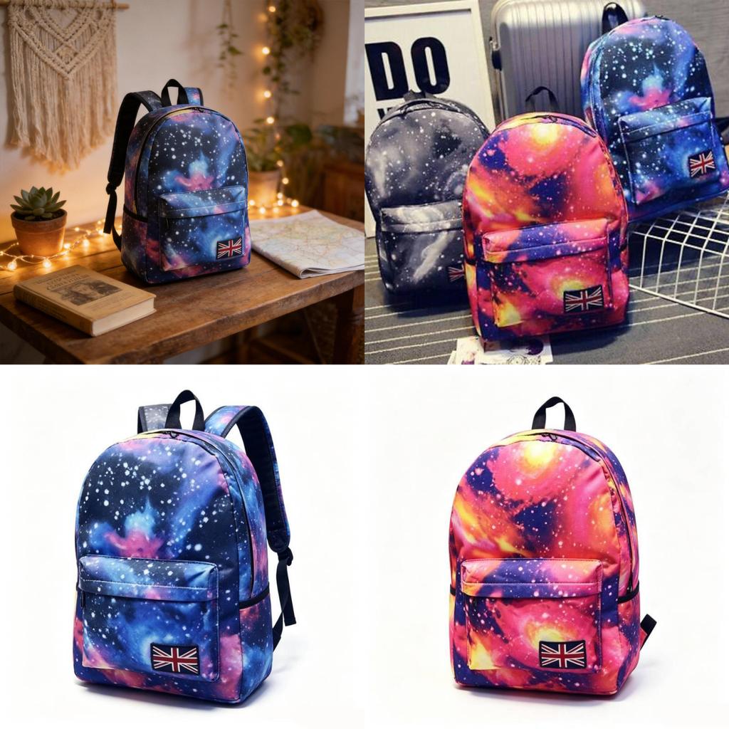 Space Galaxy Canvas Backpack Travel Rucksack With Large Capacity For Outdoor Use