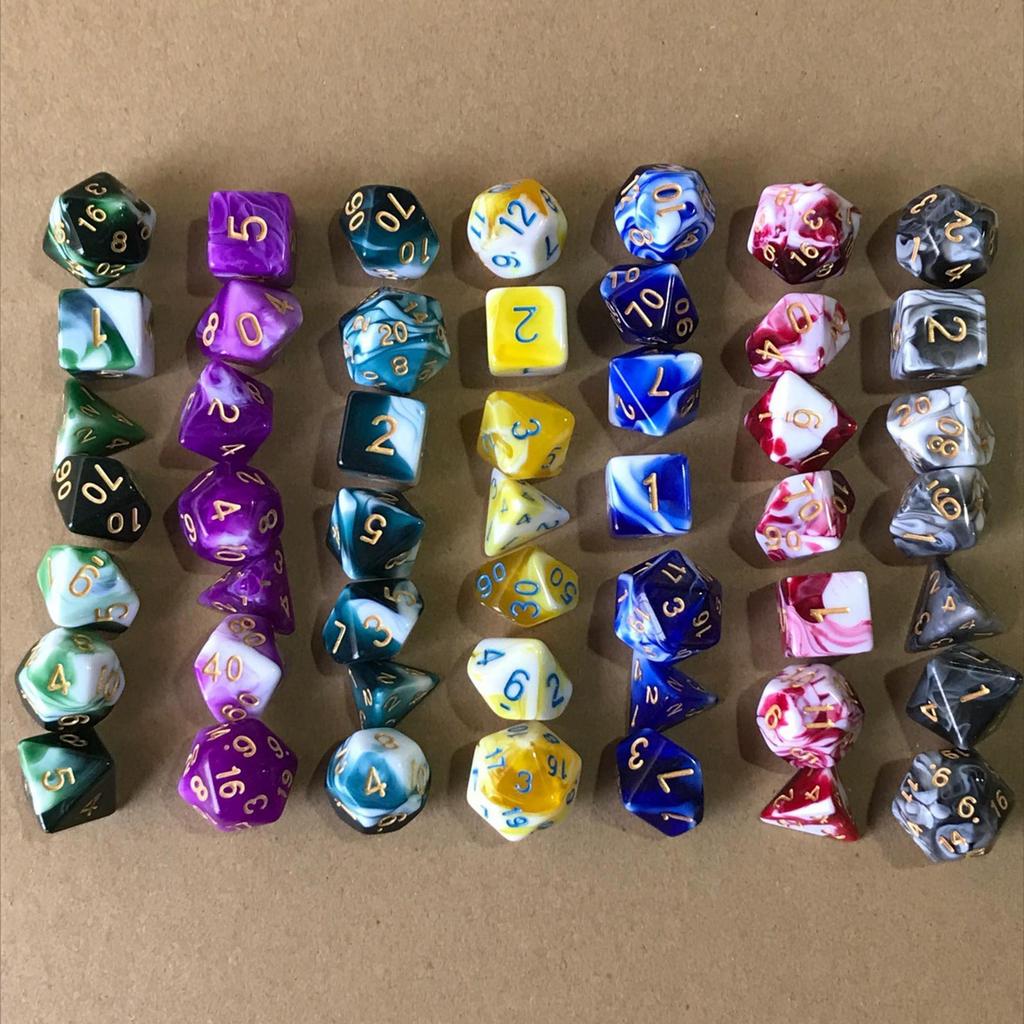 7pcs/set Double-Colors Acrylic Polyhedral Dice Set D8 D10 D10% D12 D20 for Board Games Family Games RPG