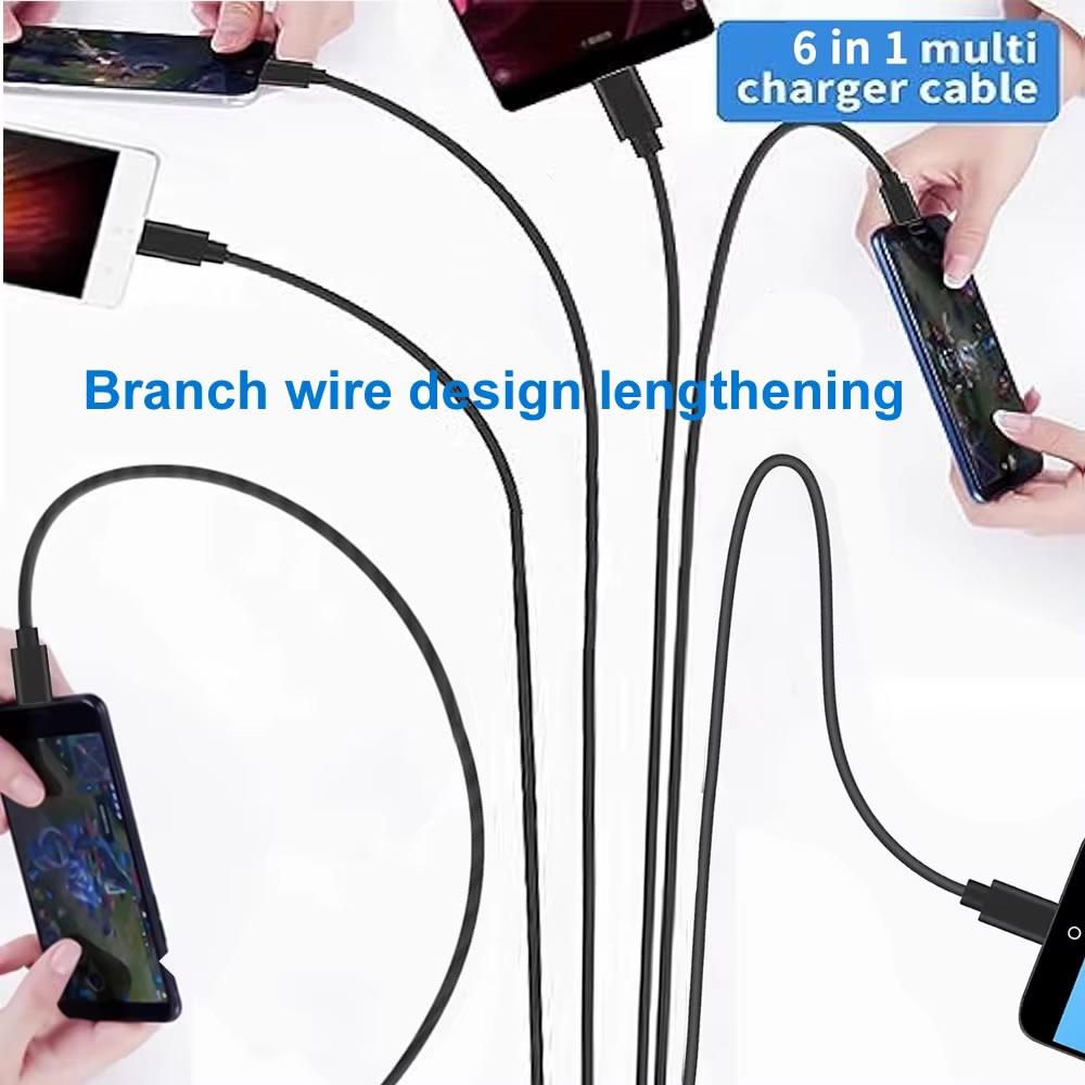 6 in 1 USB C PD Splitter Cable Multi USB C to Type C Male Charger Cord for 15 Pro / Android Phone Tablet Switch and More