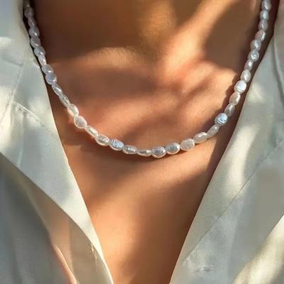 1PC Simple Imitation Pearl Choker Necklace for Women Vintage Elegant Beaded Temperament Necklace Wedding Party Jewelry