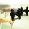 Women Fashion Vintage Cute Black Rhinestone Butterfly Bow Rings Jewelry Accessories