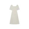Teenie Weenie Women's Textured White Square Neck Puff Sleeve Dress