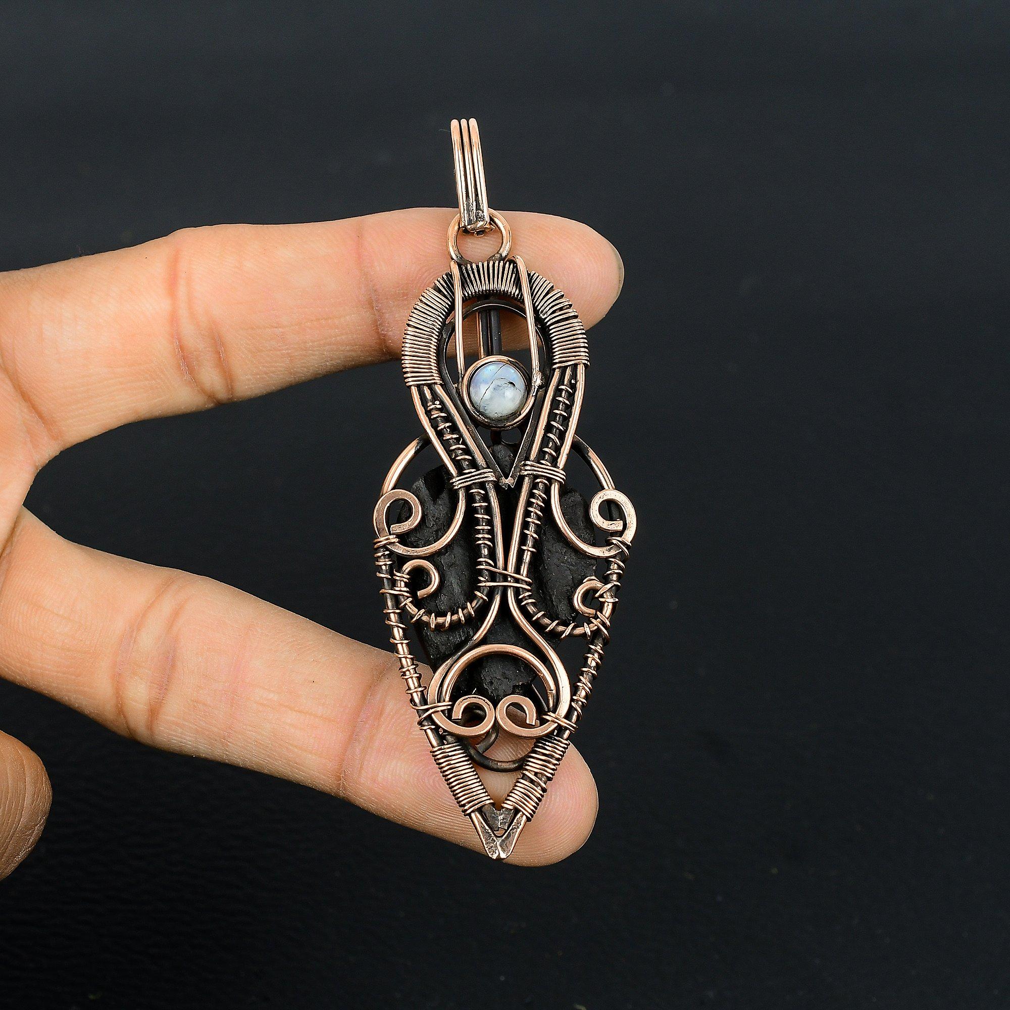 

Подвеска из черного турмалина, ювелирное изделие из драгоценного камня, подвеска, обернутая медной проволокой 999 пробы, удивительное ювелирное изделие-подвеска ручной работы 2.55 Inches