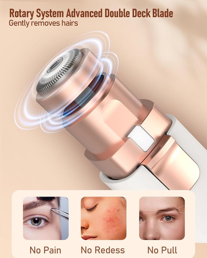 Eyebrow & Facial Hair Removal for Women: 2 in 1 Rechargeable Eyebrow Trimmer & Face Shaver, Painless Electric Facial Eye brow Ra