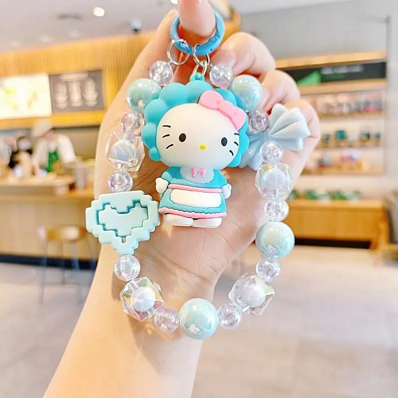 Cartoon Animation Cute Hello Kitty Bead Chain Versatile Bracelet Backpack Pendant Key Mobile Phone Chain Holiday Gift Toy