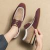 Fashion Trends Men Oxford Shoes Color Block Suede Casual Dress Mans Lace Up Shoes Office Business Wedding Driving Leather Shoes