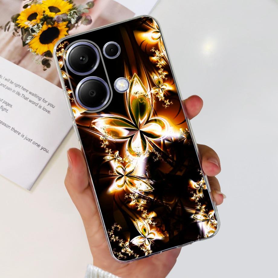 For Xiaomi Redmi Note 13 Pro 4G / 5G Back Case SOFT Slim TPU Silicone Flower Butterfly Colorful Bumper Funda For Note13 Pro Capa