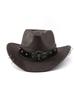 Sombrero Vaquero Occidental Retro con Hebilla de Cabeza de Toro y Remaches Ala Ancha Gorra de Fiesta para Adultos