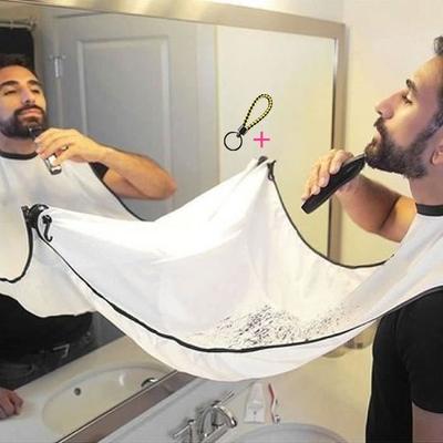 Bryndák na vousy Zástěra na vousy Inovace Holení Zástěra lapač chloupků pro Snadné holení (Bílý)