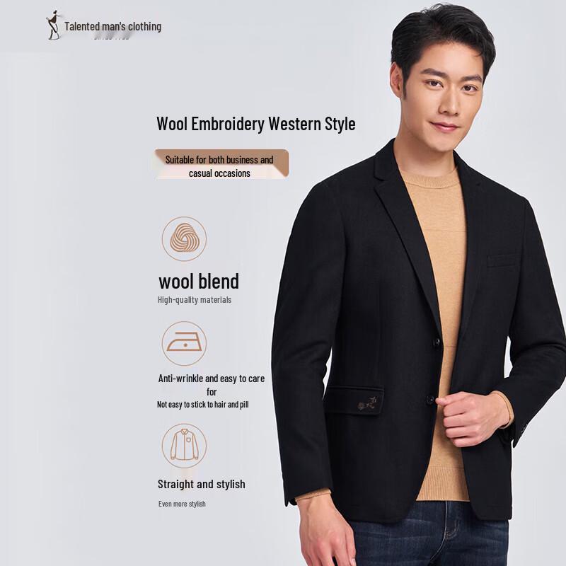 TRIES Men's Slim Fit Wool Blend Business Blazer