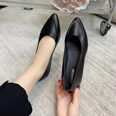 Fashion New Real Leather Shoes Flats Women Spring Autumn Non-slip Soft Sole Comfortable    Fashion Pointed Toe  Flat Shoes Women
