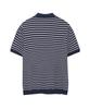 IRONYPORNO WHITELINE 86-Iro358 Color Stripe Button Collar Short Sleeve Knit Navy