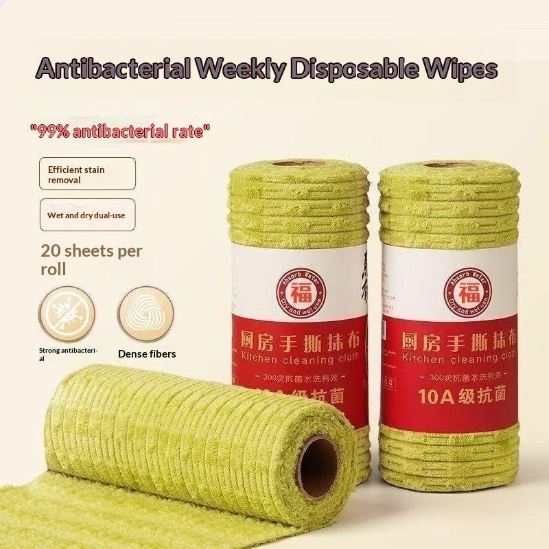 20 stk Fortykket Bambus Mikrofiber Køkkenviskerulle Engangs Ledig Opvaskeklud Genanvendelig Olieabsorberende Rengøringshåndklæde Husholdning