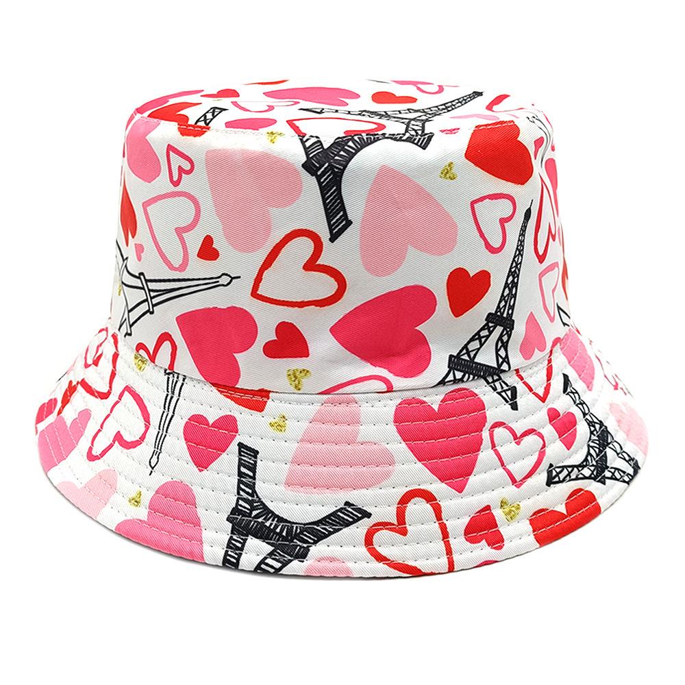 Love Pattern Valentine's Day Gift Bucket Hat Women Men Summer Sunscreen Fisherman Hats Unisex Reversible Panama Fashion Decorate