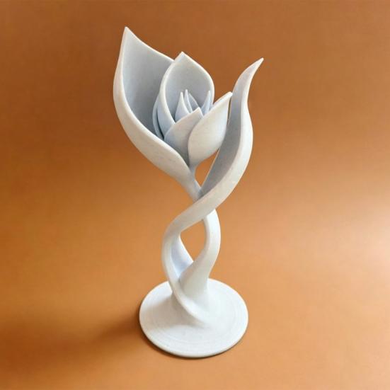 3D Printed Tulip Figurine Minimalist Abstract Flower Sculpture Aesthetic Tulip Floral Ornament for Home Office Shelf Decor