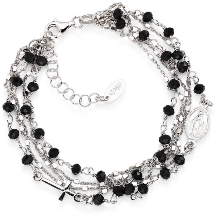 Bracelet - AMEN - BRMF - Argent 925 - Cristal noir - Femme
