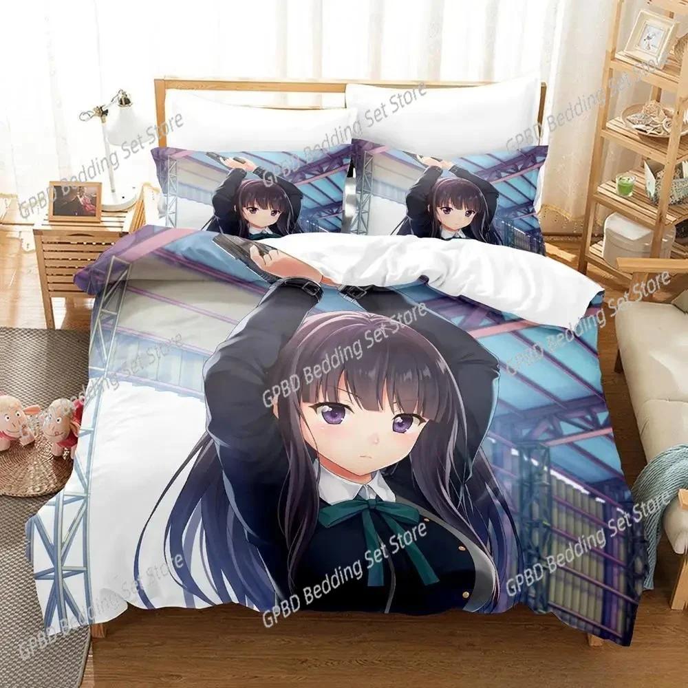 Comforter 3D Print Anime Kawaii Girl Lycoris Recoil Bedding Set Bedroom Soft Modern S Comefortable Quilt