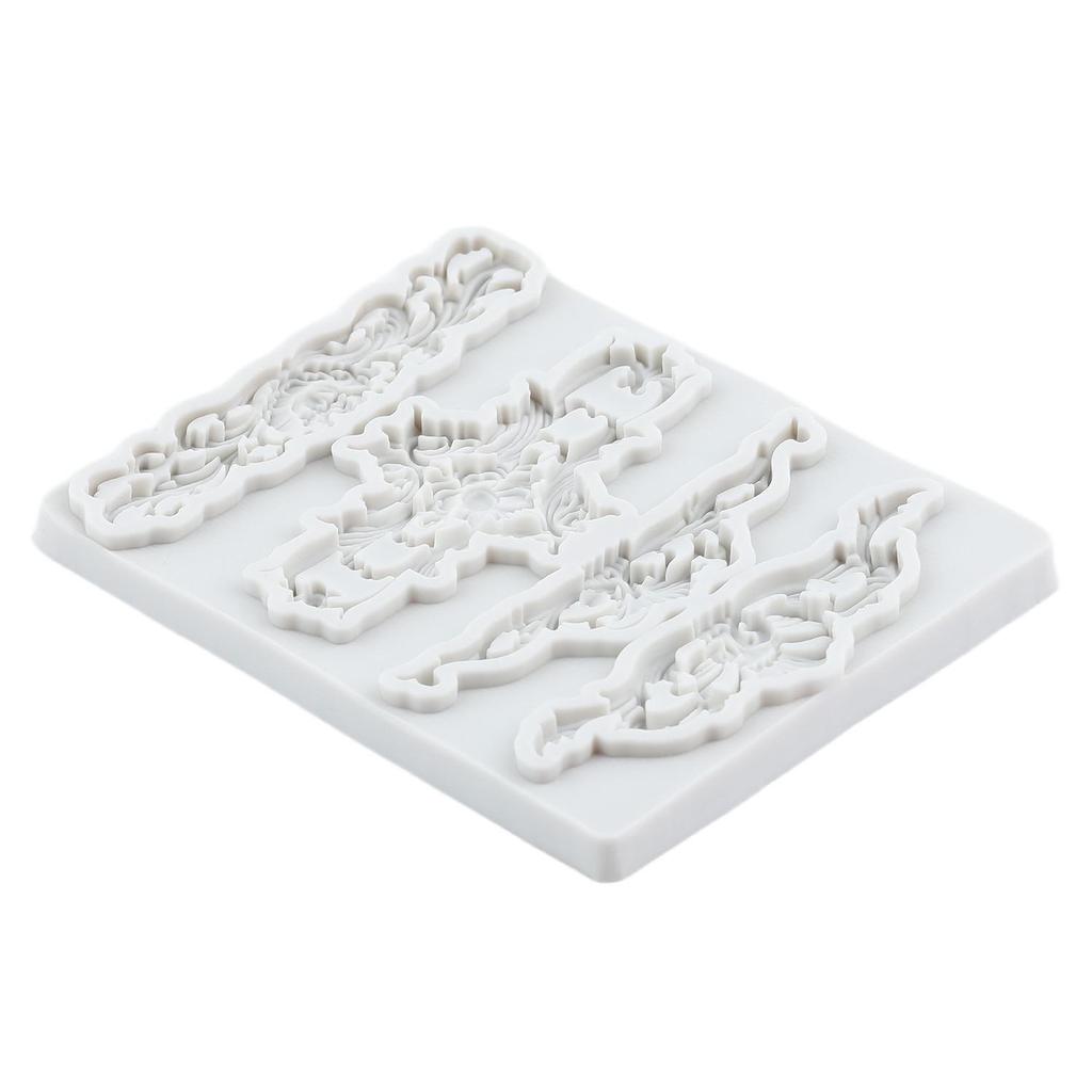 Barokk Bord Silikonformer Relief Blomst Fondantform Kakedekoreringsverktøy Cupcake Topper Godteri Sjokolade Gumpasteform