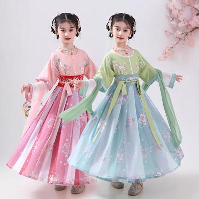 Flower Language Tang Dynasty Flat Collar Children's Chinese Style Summer Short Sleeves Daily Waist-length Ancient Clothing