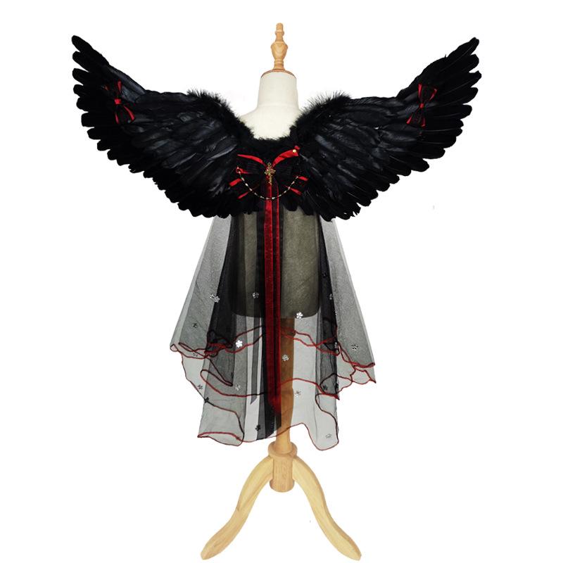 Halloween Angel & Demon Feather Wings Cloak - Costume Prop for Performances & Cosplay