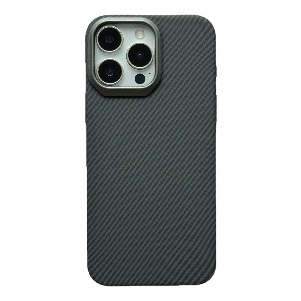 Carbon Fiber Retro Full Coverage Phone Case for Apple 17 Pro Max, 16 Pro Max, 15 Pro Max with Magnetic Kevlar Protection.