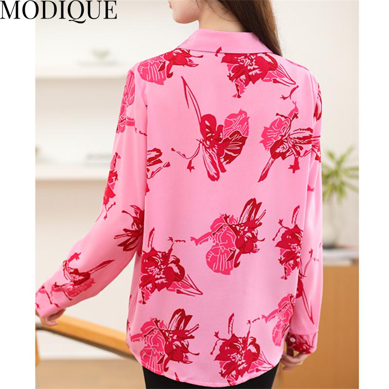 MODIQUE Jaro Léto Nadměrné velikosti Dámské Ležérní Volné Elegantní Sladké Bavlněné Květinové Halenky Košile Dámská Móda Oversize S Dlouhým Rukávem Kabáty