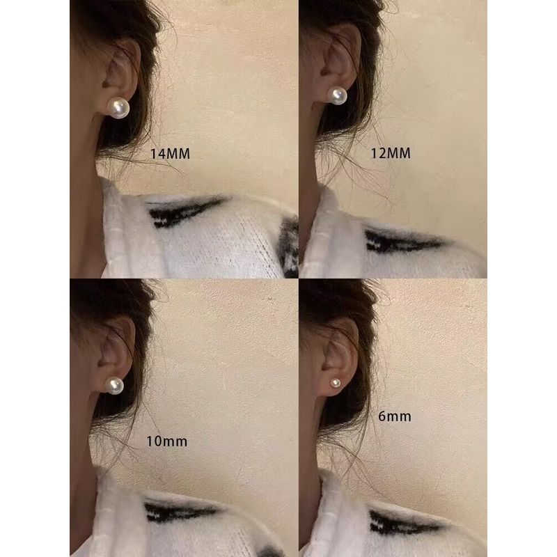 

White Triangle Retro Fancy Stud Earrings Big Pearl White triangle pearl ear clip [6+12] Two pairs