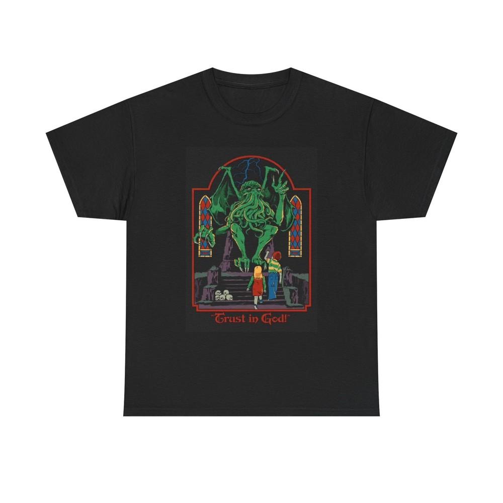 Trust In God Graphic T Shirt Funny 70s ART Poster Unisex Heavy Cotton Tee Unisex T-Shirt XXXXL