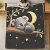 Cute Koala Sleeping on a Branch Pattern Flannel Blanket - Soft and warm, perfect for sofas, beds, chairs, camping, and as a holi