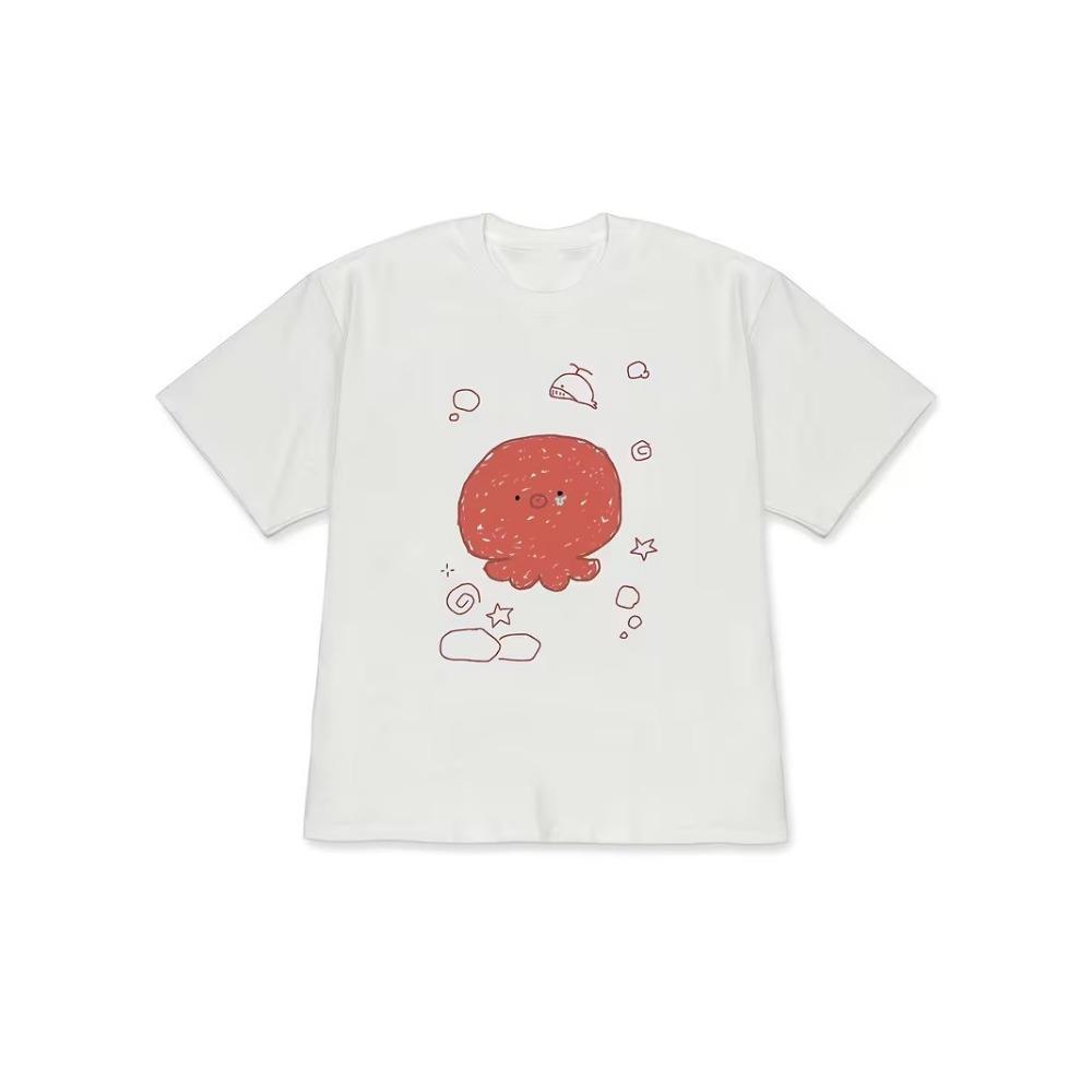 Cute Sea Animal Graphic T-shirt Kawaii Ocean Cartoon Short Sleeve Shirt Loose Fit Summer Beach Streetwear