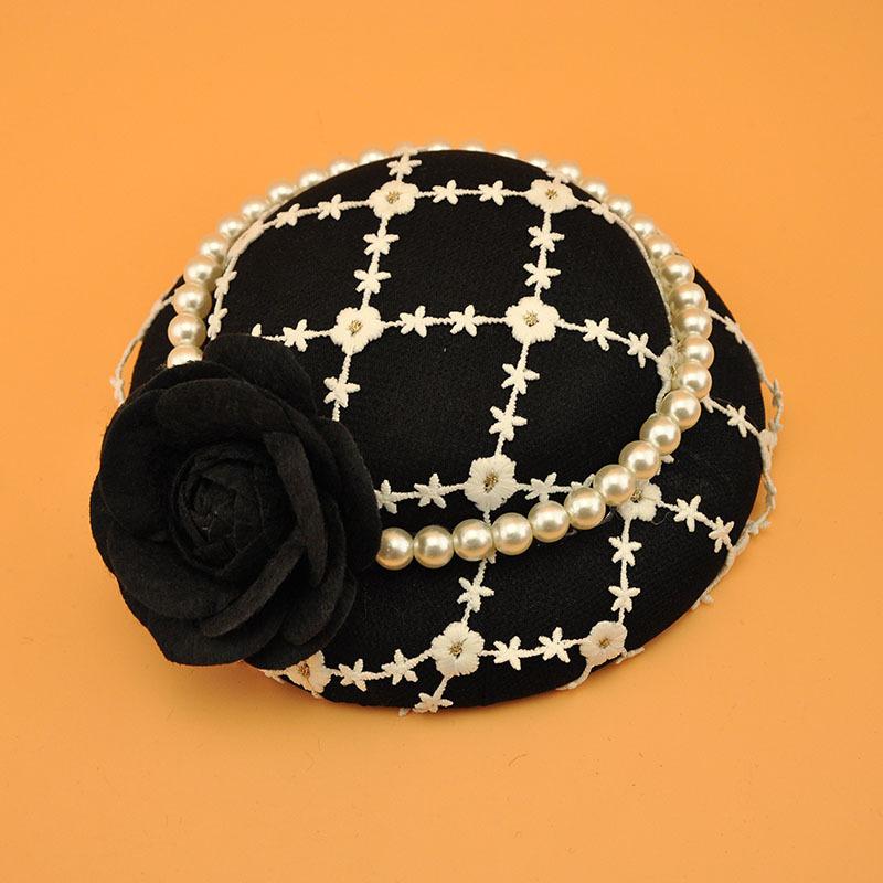 French Simple Pearl Top Hat British Celebrity Elegant Cheongsam Dinner Dress Night Shanghai Girls Catwalk Headdress