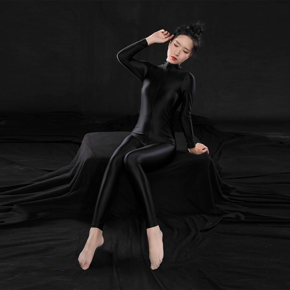 Womens Bodysuit Tights Zip-up Bodystockings Bodysuit