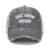 Letter Retro Washed Ripped Baseball Cap Breathable Mesh Cap Women'S Four-Season Sunshade Outdoor Versatile Cap Men