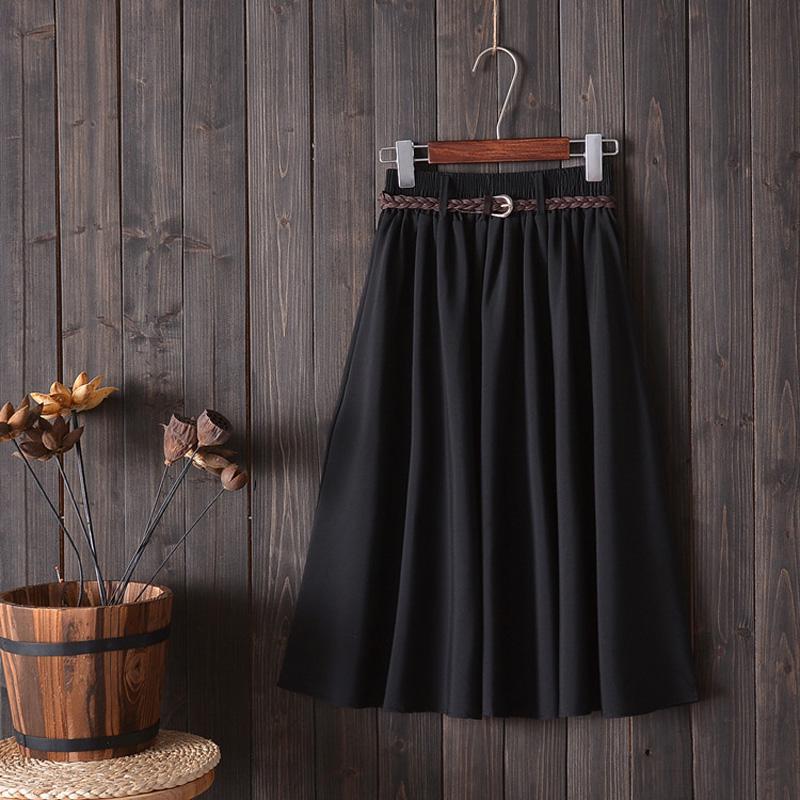 Gonna Estiva Midi al Ginocchio da Donna con Cintura Moda Coreana Donna Vita Alta Pieghettata Linea ad A Gonna da Scuola Femminile