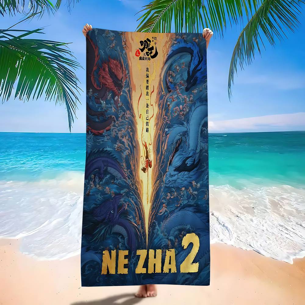 

Anime Ne Zha 2 Aobing Nezha Microfiber Printed Beach Towel Mountain Climbing Yoga Beach Swimming Running Absorbent Soft Towel W30*H60(CM)