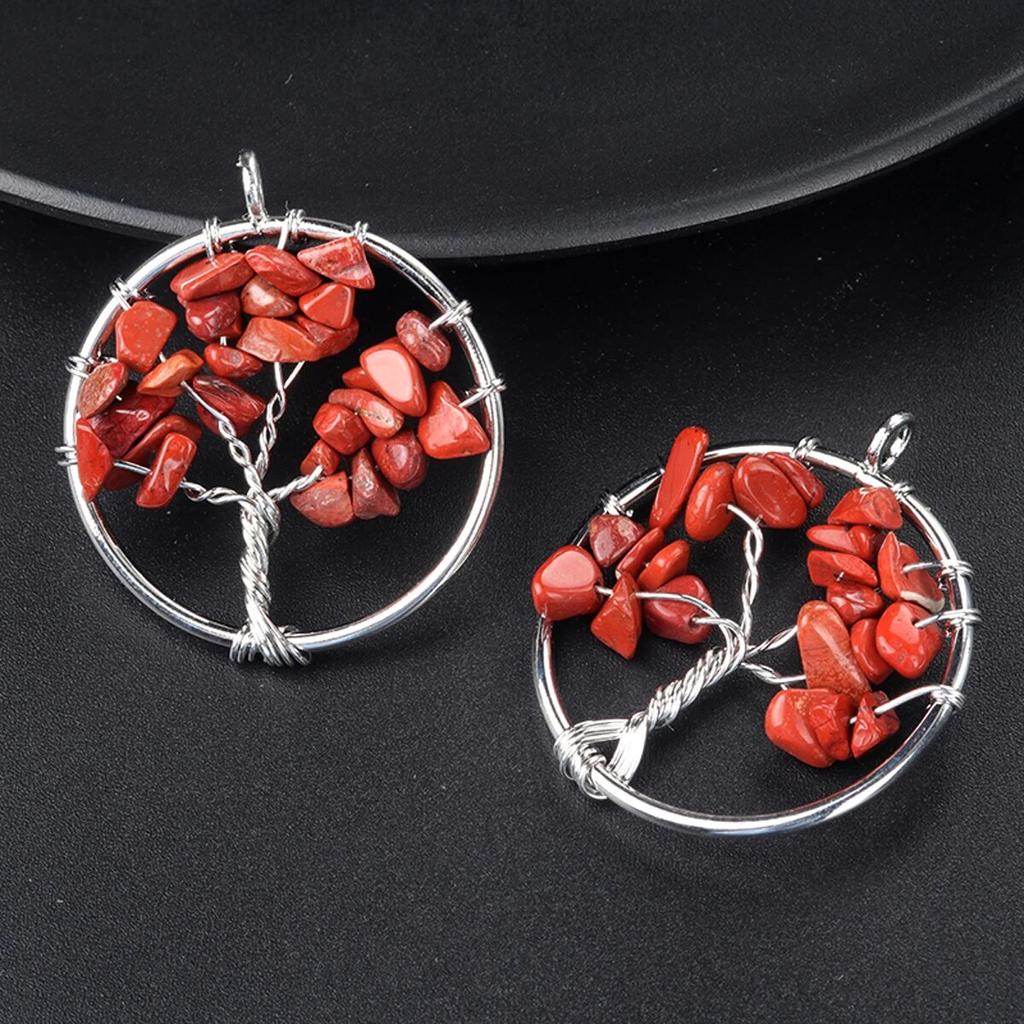 1Pcs Tree Of Life Pendant Natural Stone Winding Gravel Pendant For Jewelry Making DIY Necklace Accessory Size 30x30mm