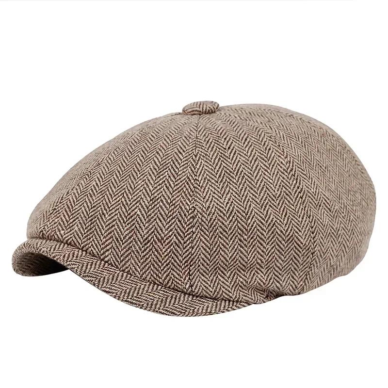 Fashion Berets Men High Quality Autumn Winter Wool Hat Herringbone Flat Cap Classical Artist Painter Hat Male Beret Caps Gorras