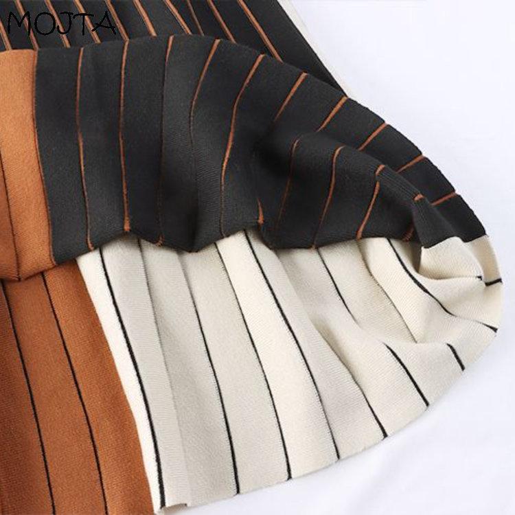 MOJTA Mid-length Skirt Spring Summer Women's Elastic High Waist Skirt A-line Long Skirt